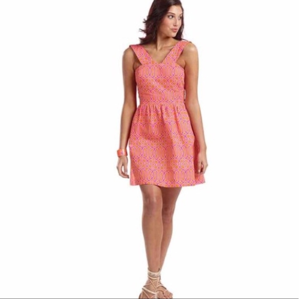 Mud pie Charlotte Orange And Pink Dress Bow Tie